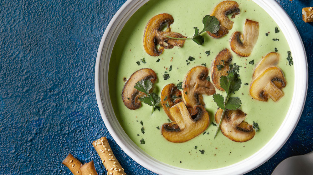 Crema de cilantro con champiñones casera